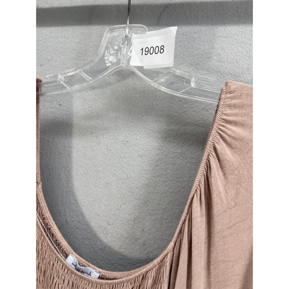 White Birch Shirt Womens‎ Sz 3X Taupe Smocked Peplum Square Neck Long Sleeve Top - Picture 6 of 8